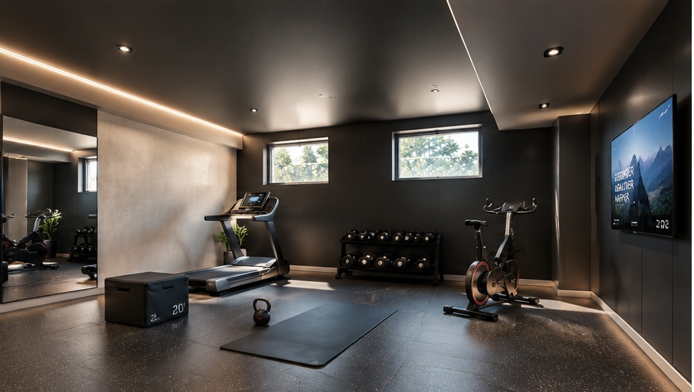 Residential fitness room interior model